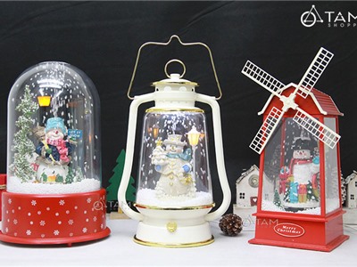 Hộp nhạc Giáng sinh phun tuyết điện tử cỡ lớn NOEL-HNDT-01